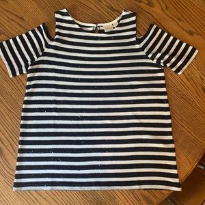 Chico’s Bare Shoulder Sequined Top